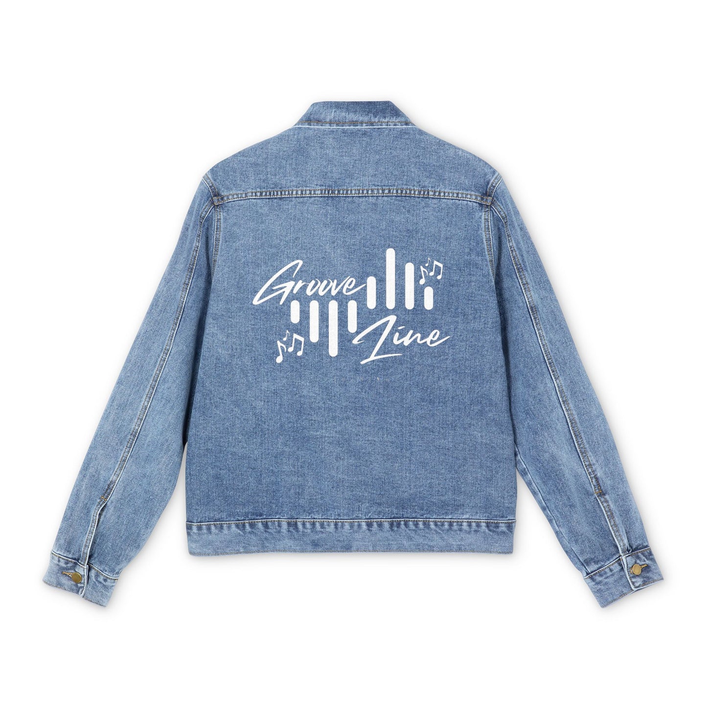 Groove Vibes Men's Denim Jacket - Stylish Casual Wear with Music Theme