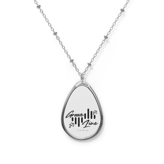 Custom Music Wave Oval Necklace - Personalizable Gift for Music Lovers