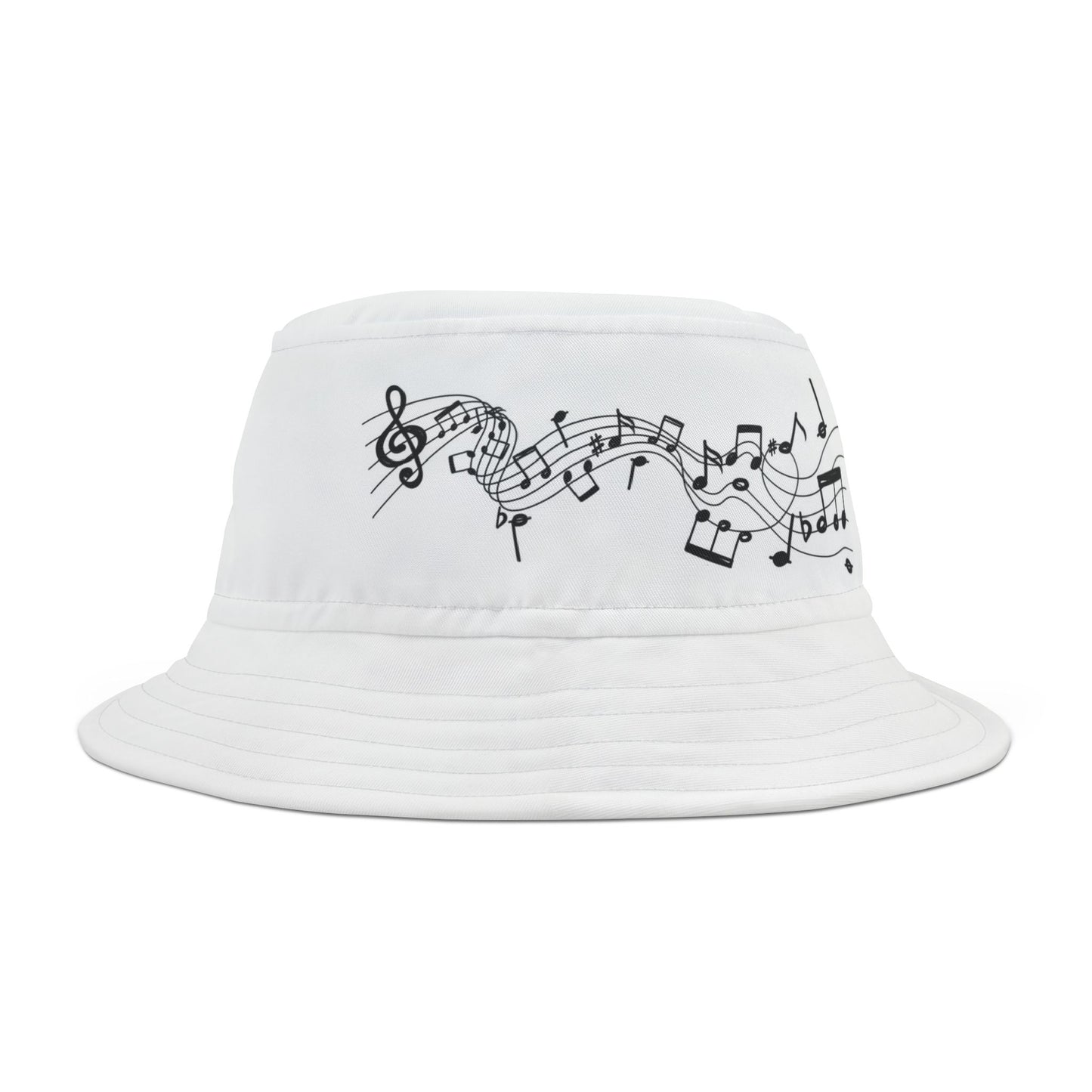 Groove Line Music Bucket Hat 2  - Stylish White Sun Hat for Music Lovers