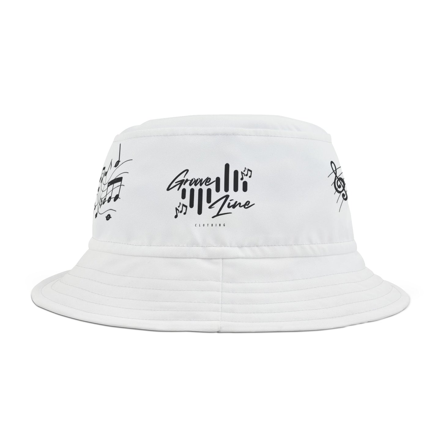 Groove Line Music Bucket Hat 2  - Stylish White Sun Hat for Music Lovers